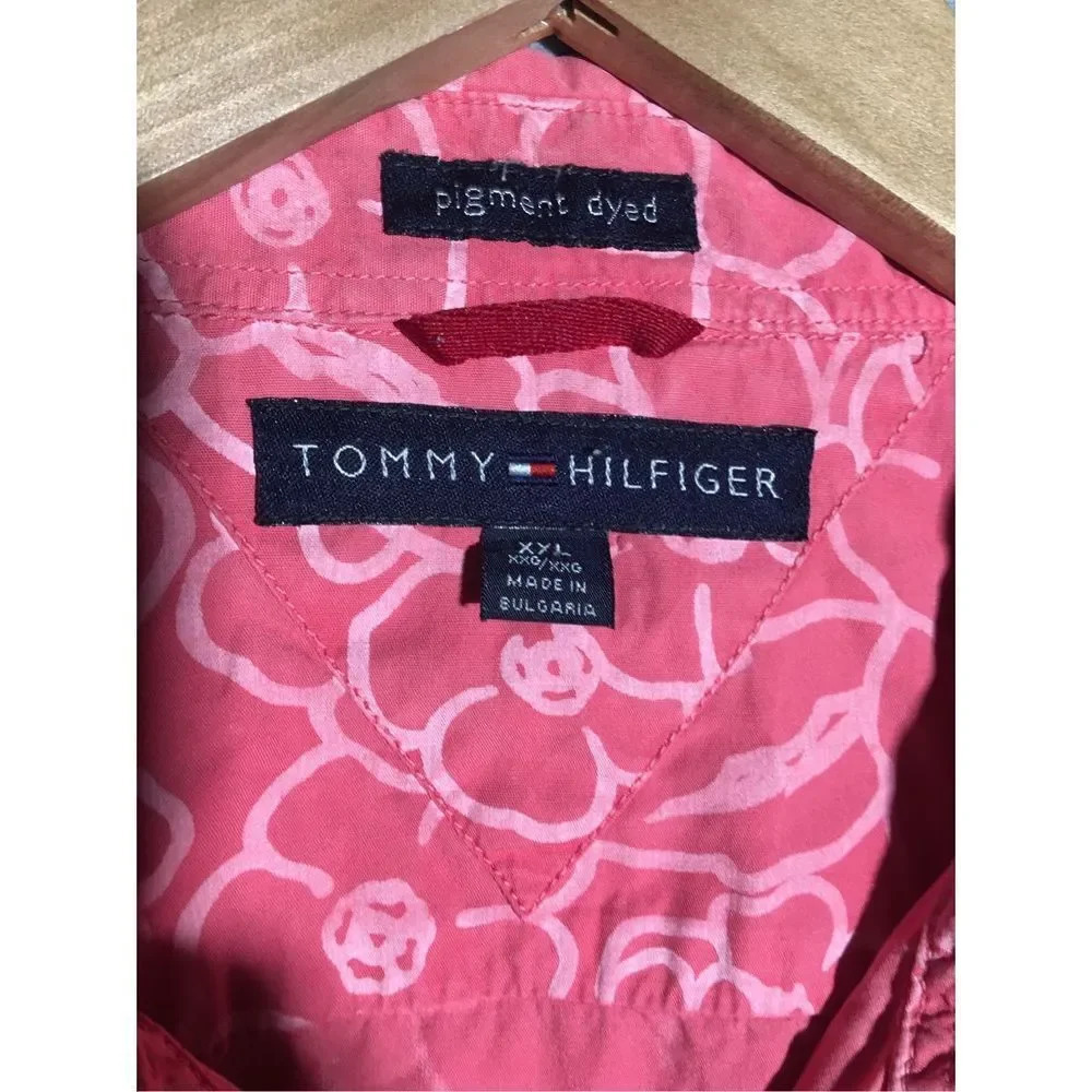Mens Tommy Hilfiger Shirt Floral Pink Easter Casual Button Down Beachy Boho - Picture 2 of 5